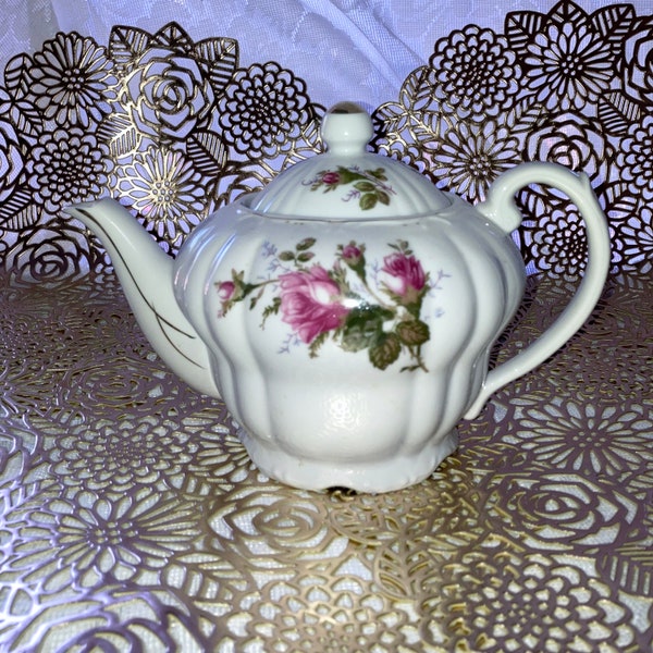 Vintage China Teapot Musical Teapot Rose Tea Pot Tea Party Tea Set Teapot Housewarming Gift Gift for Mom Christmas Gift