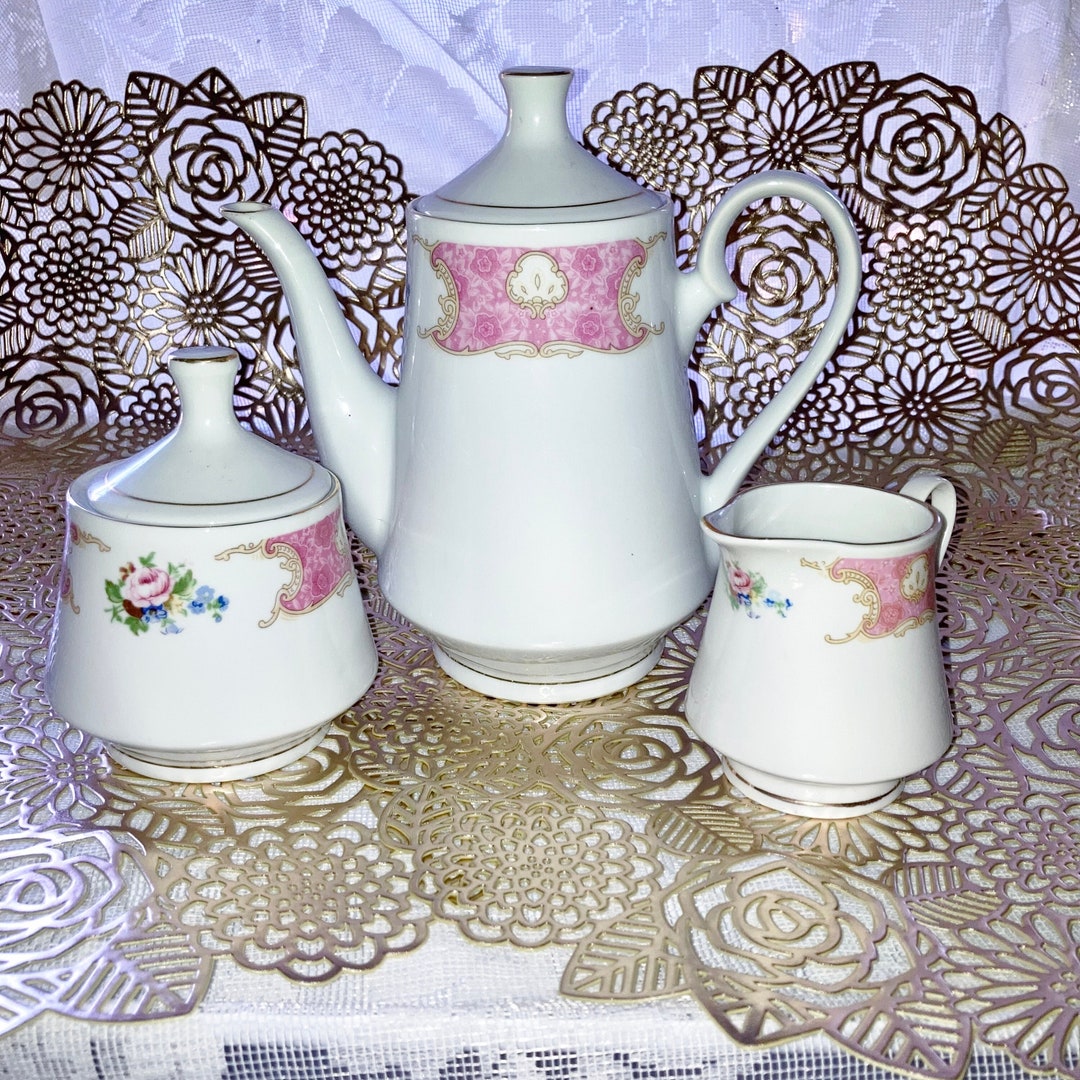 Vintage China Teapot Tea Set Vintage China Teapot Cream & Sugar