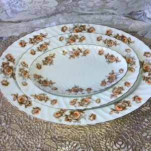 Rosewood Serving Platters, Set of 3, Dinner Party Serving Tray, Vintage China Platters, by ROYAL M-MITA, Housewarming Gift, Gift for Mom,