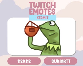 KERMIT TEA EMOTE Twitch Discord PNGtuber Vtuber Emote for Stream