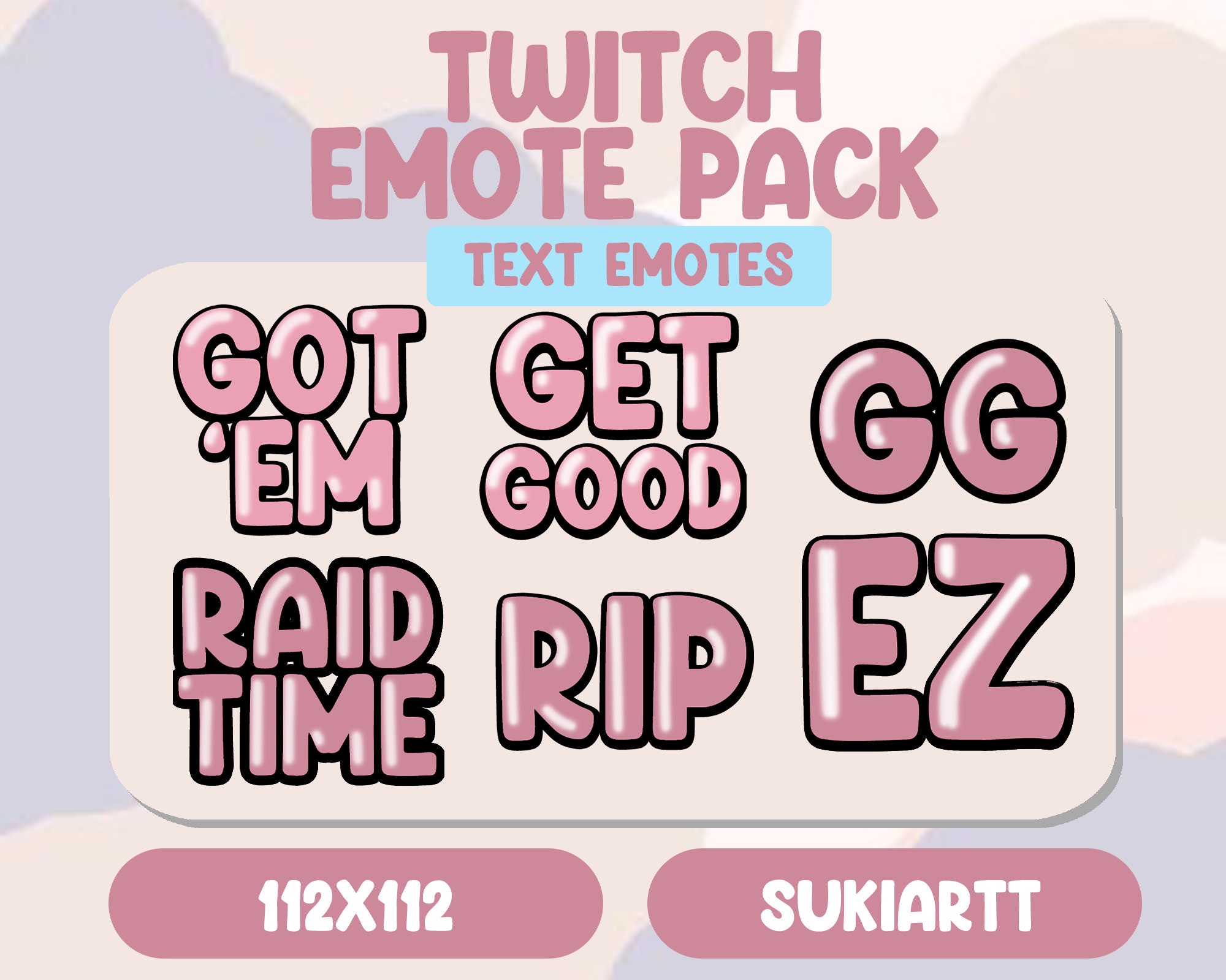 PINK TEXT EMOTES Twitch Discord PNGtuber Vtuber Emote for Stream
