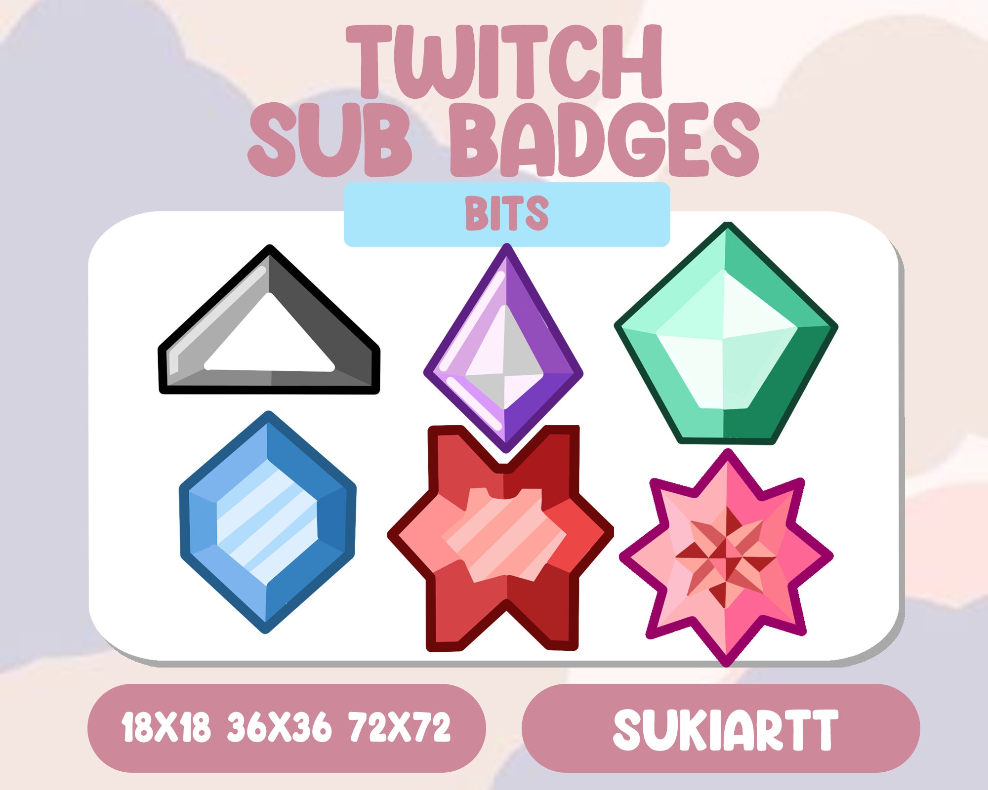 Bits Sub/bits Badges Pack Twitch Discord Pngtuber Vtuber Emote for ...