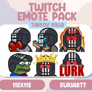 Escape From Tarkov Killa Emote Pack Twitch Discord PNGtuber Vtuber Emote for Stream, lurk, pog, killer, streamer, streaming, heart, cry,rage