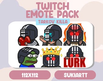Escape From Tarkov Killa Emote Pack Twitch Discord PNGtuber Vtuber Emote for Stream, lurk, pog, killer, streamer, streaming, heart, cry,rage