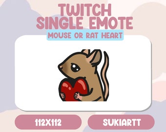 MOUSE OR RAT Heart Emote Emote Twitch Discord PNGtuber Vtuber Emote for Stream