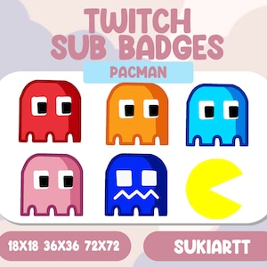 PACKMAN Sub Badges Twitch Discord PNGtuber Vtuber Emote for Stream
