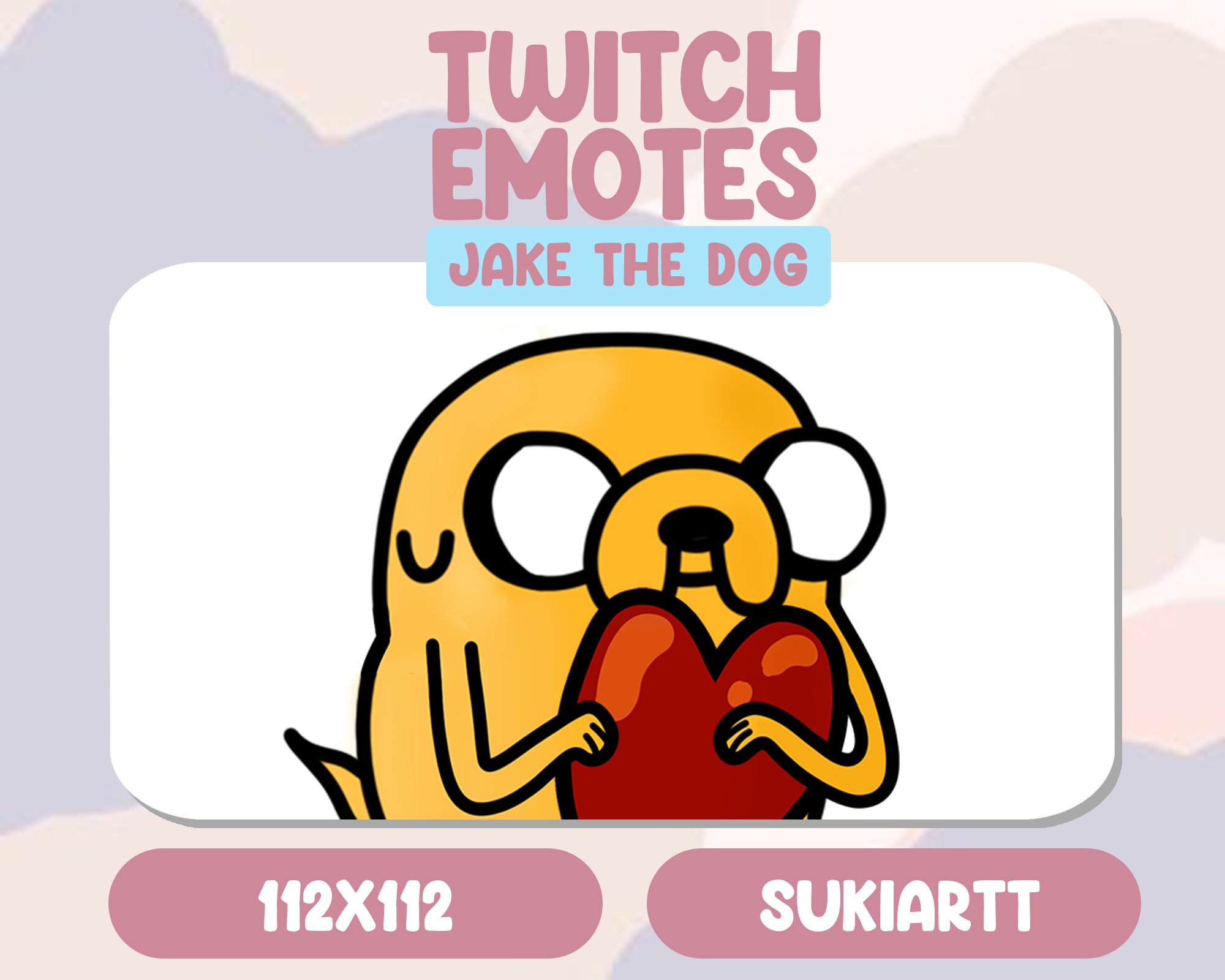 JAKE THE DOG Emote Non Animated Emotes for Twitch & Discord Heart Love