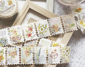 Ladyf05 Flower Language Die Cut Stamp Washi Tape with Gold Foil