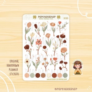 Adesivos delicados de planejador de flores da PaperaicaShop/ adesivos de flores selvagens/ adesivos rosa/ Krafts rosa/ adesivos vintage/ adesivos foscos de flores