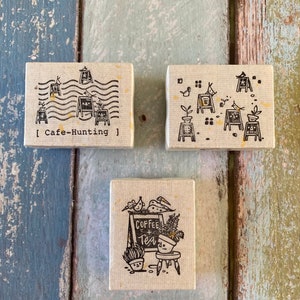 Sellos de goma Elsiewithlove- Serie Cafe-Hunting / Diario basura / Suministros de papelería / Suministros de artesanía / Sellos de madera
