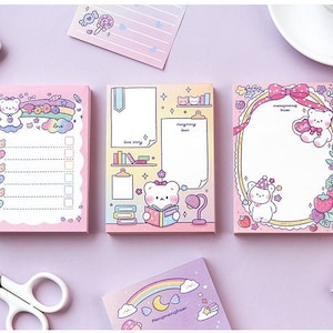 100 Pcs Cute Little Bear Memo Pad/ 100 Sheets Kawaii Memo Pads/ Cute ...