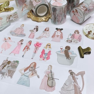 Wellnes PET tape by Piscoletters/Girl Illustrations for Planner/Fashion Girls Stickers/ Junk Journal/Planner/ Scrapbook Supplies/ Washi Tape