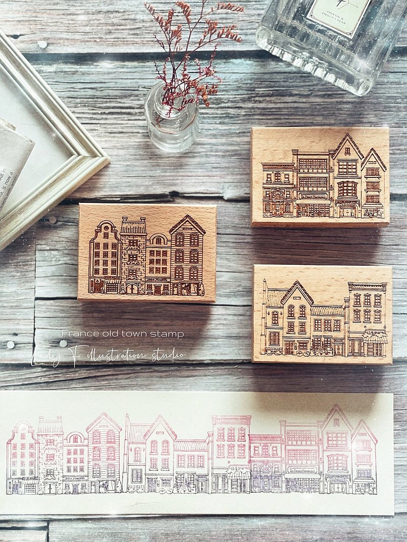 Ladyf05 Old French Town Stamps in 3 Variation
