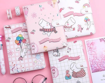 Cute Little Pig Kawaii Notebook-Kawaii Notebook, Soft Hard Leather Cute Journal Notebook