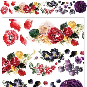 Journal Flowers Plant Glossy PET Tape/Journal Stickers/ Stationery Supplies/ Journaling PET tape/ Collage Stickers/ Scrapbooking Supplies