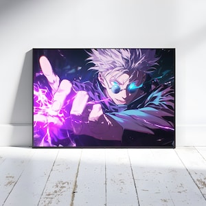 Affiche Gojo de Jujutsu Kaisen de Zazzle.be Liste d&#39;envies Vous avez des idées ? Mur Gojo | affiche de Gojo | Poster de haute qualité | Affiche animée | affiche | affiche de jujutsu Kaisen | Gojo