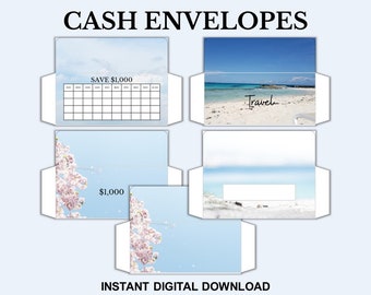 Besparingen, Contante enveloppen, Afdrukbaar, pdf, Noodfonds, Letter-formaat, Directe download