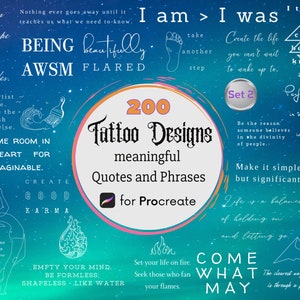 Quotes and Phrases 2:Procreate Tattoo Stamps,PLR Rights,Bohemian Phrasing Text Brush Set,Aesthetic Uplifting Word Stamp Brushes,Motto Saying