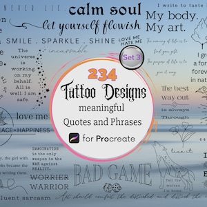 Quotes and Phrases 3:Procreate Tattoo Stamps,PLR Rights,Bohemian Phrasing Text Brush Set,Aesthetic Uplifting Word Stamp Brushes,