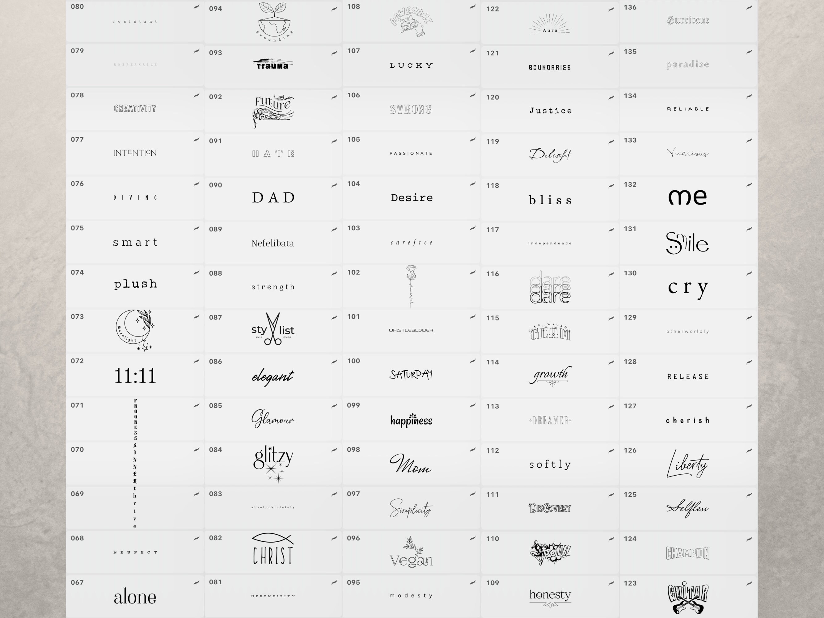 Word Tattoo Designs Procreate Stampsaesthetic Uplifting Etsy