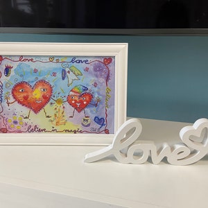 Aquarell Kunstdruck Mutter & Kind Herzbeziehung Achtsamkeitsbild believe in magic trust love Verbundenheit 30 x 20 cm DIN A4 Bild 5