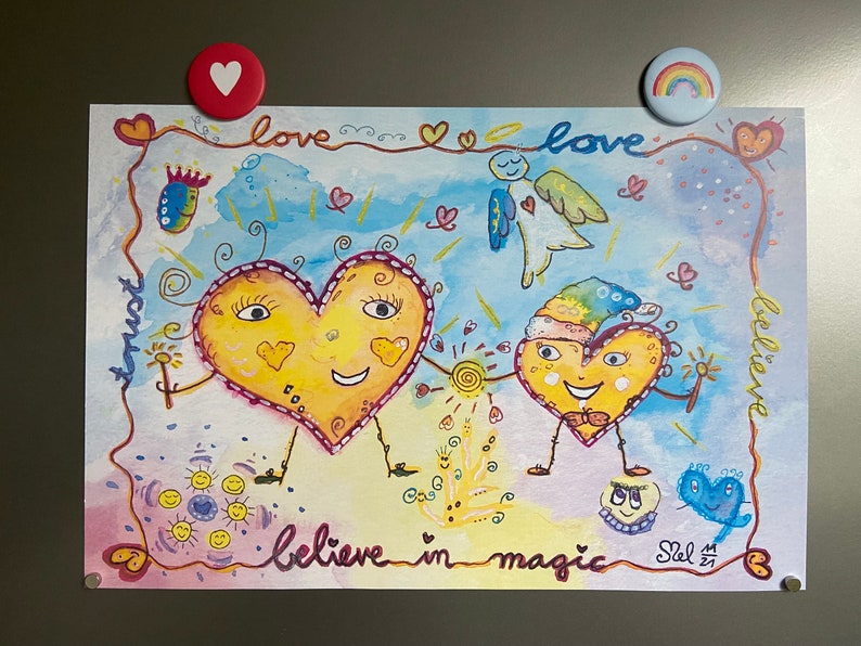 Herzliches Mini-Poster Herz zu Herz Beziehung Mutterliebe 30x20 cm DIN A4 Poster Bild 1