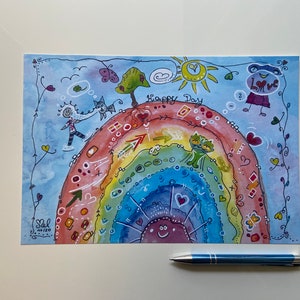 printed artwork colorful rainbow Happy Day for a good mood mindfulness picture happiness picture happiness training happiness anchor image 4