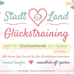 Spielblock: Stadt Land Glückstraining Kennenlernspiel 50 Blatt 100% Recyclingpapier Fördert Nähe zu sich, zu Freunden und Familie Bild 4