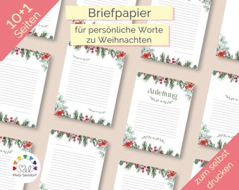 Briefpapier für weihnachtliche Briefe Grüße oder Geschenkideen z.B. Anleitungen | Download zum selbst ausdrucken