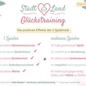 Spielblock: Stadt Land Glückstraining Kennenlernspiel 50 Blatt 100% Recyclingpapier Fördert Nähe zu sich, zu Freunden und Familie Bild 6