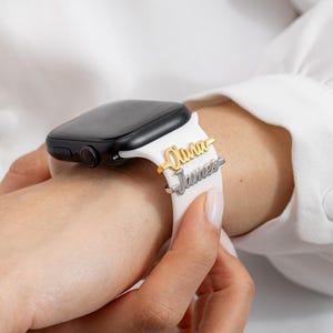 Personalized Name Band Charms for Mom Apple Watch, Sterling Silver Smartwatch Accessories