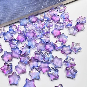 50Pcs 8mm Star Glass Beads Charms, Star Beads Pendant, DIY Jewelry Accessories For Bracelet Necklace Earring Jewelry Making