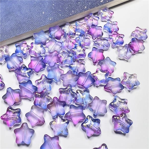 50Pcs 8mm Star Glass Beads Charms, Star Beads Pendant, DIY Jewelry Accessories For Bracelet Necklace Earring Jewelry Making