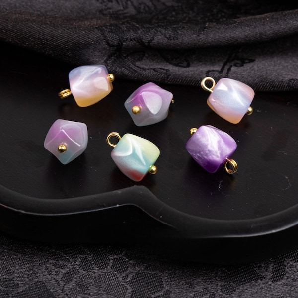 Resin Bowlder Charms: Irregular Beads, DIY Jewelry Making - 10Pcs