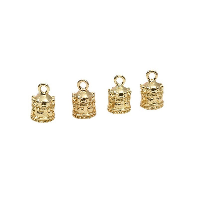 2 colgantes de carrusel de oro de 14 k, abalorios de caja de música, accesorios de joyería para hacer tú mismo, accesorios para pulseras, collares y pendientes, artesanía hecha a mano Golden  Music Box