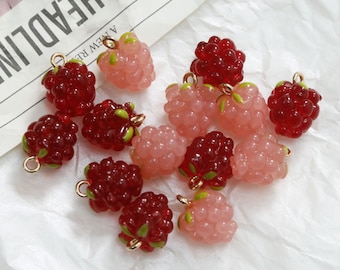Può includere: Una collezione di 14 ciondoli a forma di lampone in resina rossa e rosa con anelli a salto dorati. I ciondoli sono perfetti per la creazione di gioielli, lo scrapbooking e altri progetti di artigianato.