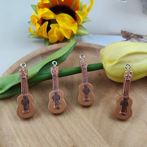 5/10Pcs Guitar Charm, Resin Musical Charms  Pendant, DIY Jewelry Accessories, Bracelet Necklace Earring Findings Craft Supplies
