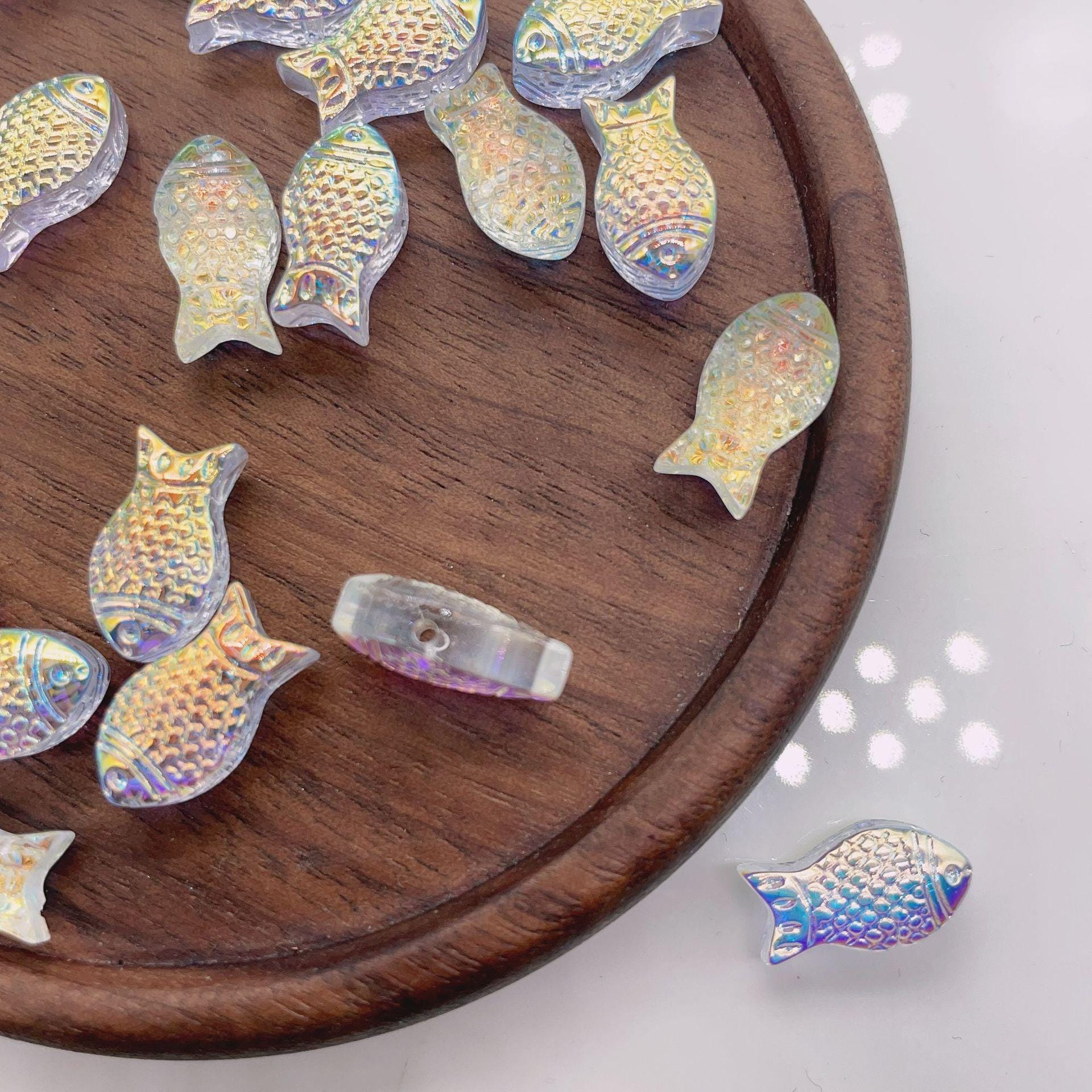 10pcs Color Fish Glass Beads, Fish Beads Charms Pendant, DIY Jewelry Accessories For Bracelet Necklace Earring Jewelry