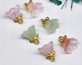 10pcs Lily Of The Valley Charm, Coloured Glaze Pendant, 3D Tiny Cute Bell Flower Charm DIY Bracelet Necklace Earring Jewelry Findings Craft