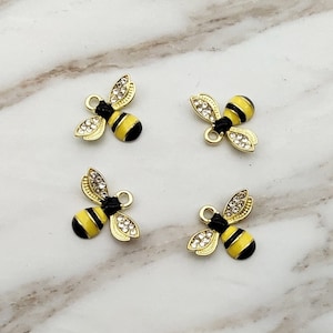 10Pcs Enamel Bee Charm For Jewelry Making Earring Pendant DIY Design Tiny Bee Accessories, Bracelet Necklace Findings Craft Supplies