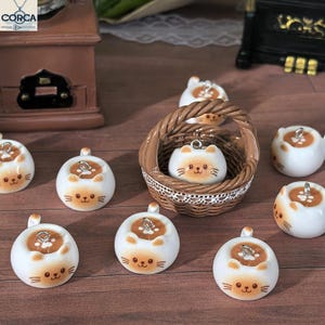 5/10Pcs Lifelike Resin Cat Coffee Cup Pendant, Cute Kawaii Drink Charm for DIY Earring Necklace Keychain Bag Making Craft Supplies bild 3