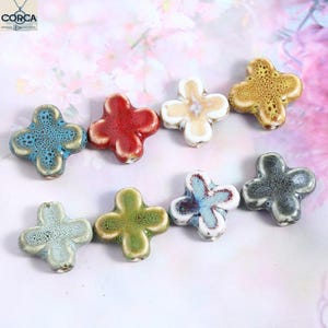 10pcs Colorful Ceramics Beads, Ceramic Charms, Flower Beads Pendant, DIY Bracelet Necklace Earring Jewelry Findings Craft Handmade Supplies