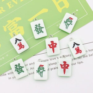 5Pcs Mahjong Resin Charms, Chinese Style Pendant, DIY Bracelet Necklace Earring  Keychain  Findings Craft Supplies