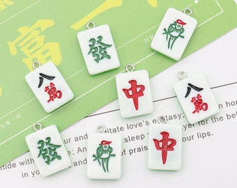 5Pcs Mahjong Resin Charms, Chinese Style Pendant, DIY Bracelet Necklace Earring  Keychain  Findings Craft Supplies