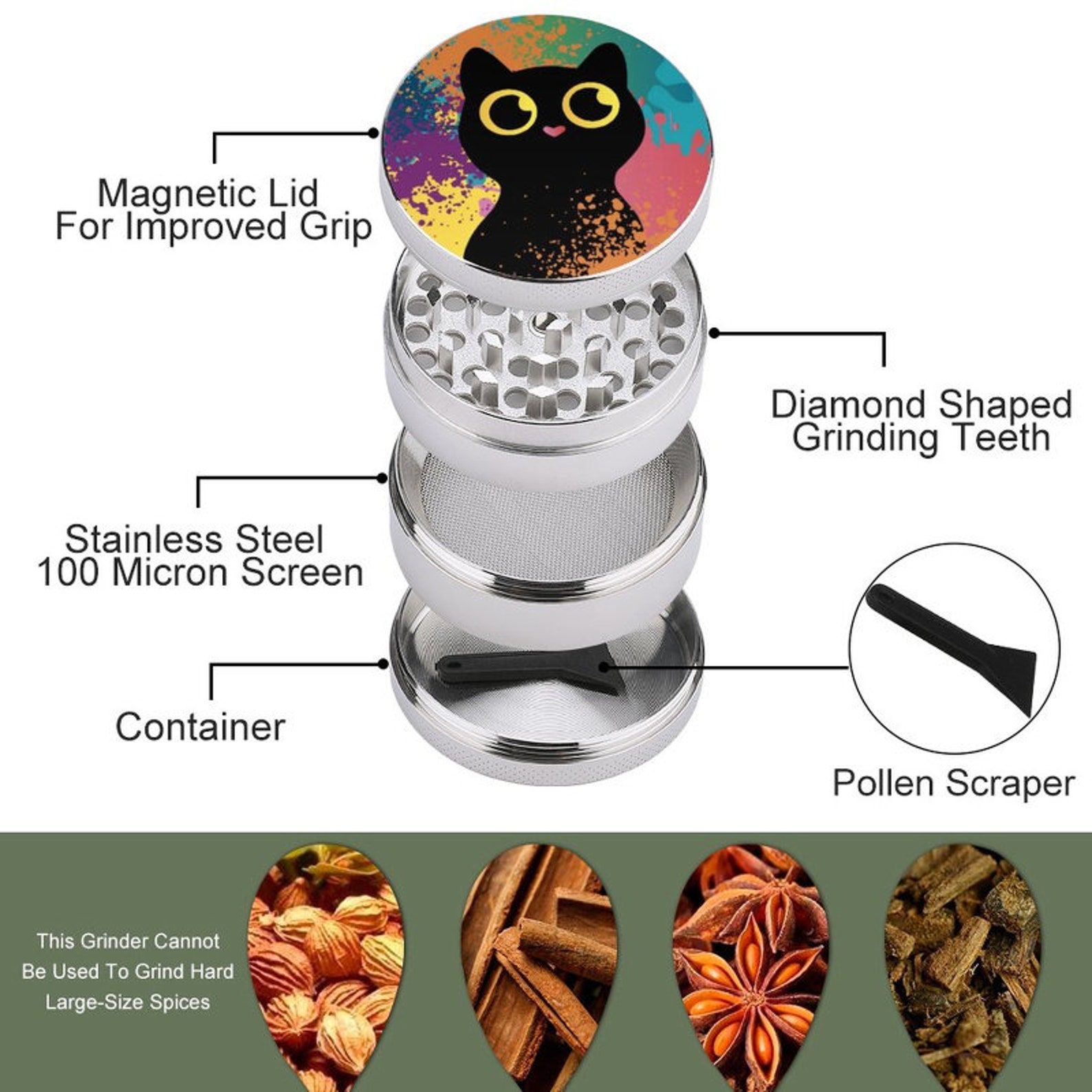 Cat Grinder Cute Animal Grinder Spice Tobacco Herb Grinder Etsy