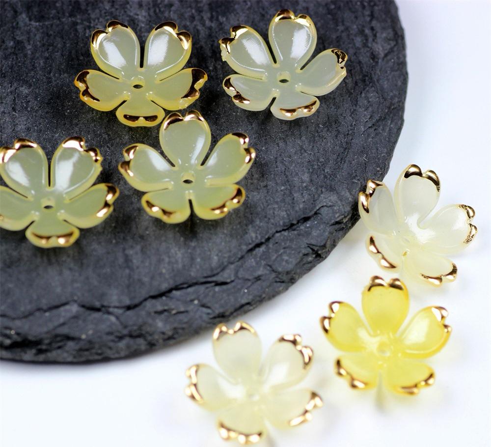 Perline acriliche trasparenti a forma di fiore cavo, perline a cerchio