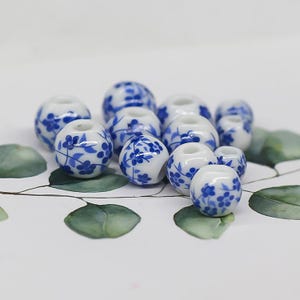 20Pcs Ceramic Beads, Blue&White Porcelain Beads Charms Pendant, Diy Handmade String Pearl, For Jewelry Making DIY Bracelet Crafts Findings