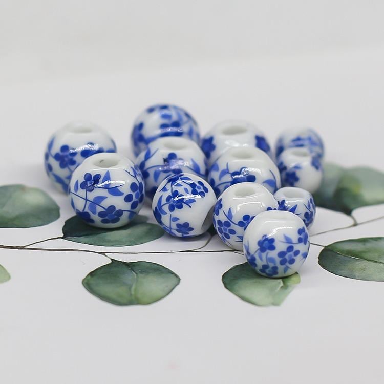 20Pcs Ceramic Beads, Blue&White Porcelain Beads Charms Pendant, Diy Handmade String Pearl, For Jewelry Making DIY Bracelet Crafts Findings