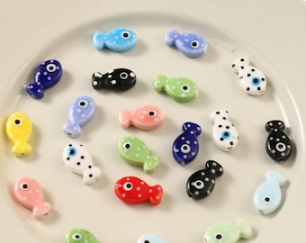 10pcs Fish Bracelet Beads, Marine Ceramic Beads Charms Pendant, Animal Charms, Bracelet Necklace Earring Jewelry Findings Craft