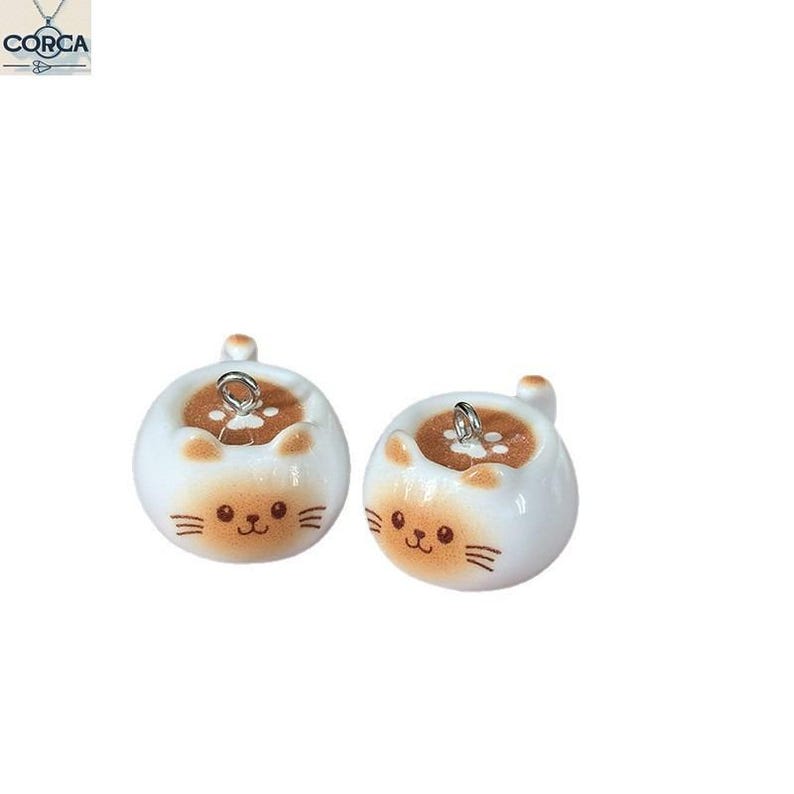 5/10Pcs Lifelike Resin Cat Coffee Cup Pendant, Cute Kawaii Drink Charm for DIY Earring Necklace Keychain Bag Making Craft Supplies bild 7